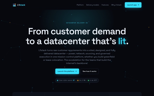 Screenshot of L1stack — datacenter delivery platform